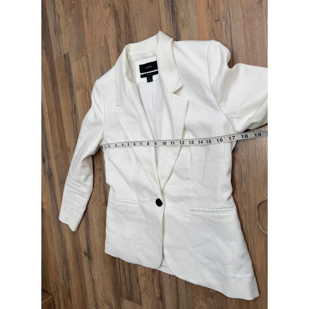 J.Crew Parke White Linen Blend Blazer Size 2 One Button Tailored‎ Jacket - Picture 10 of 11